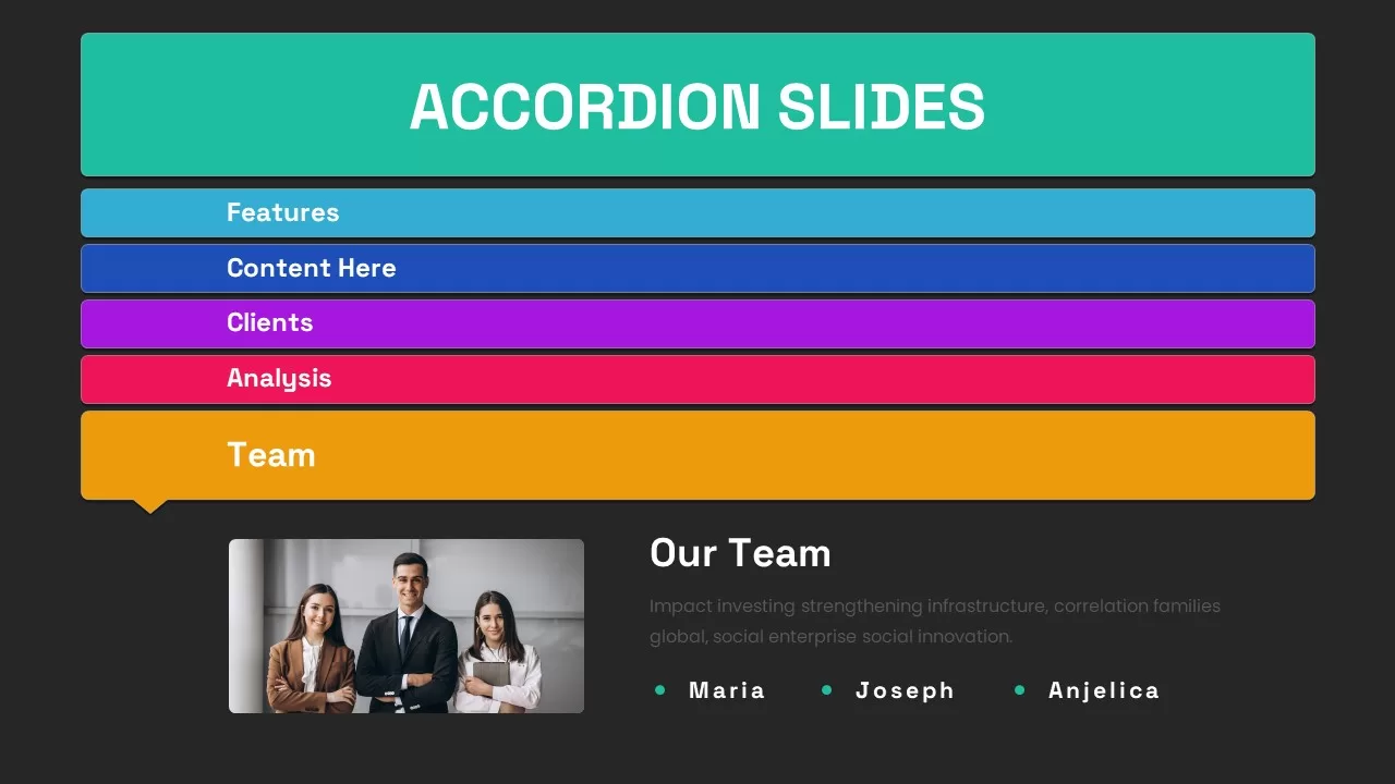 Accordion Animated Slide Team Dark