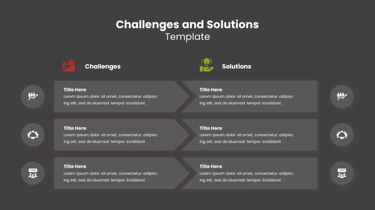 Challenges and Solutions Template for PowerPoint Dark