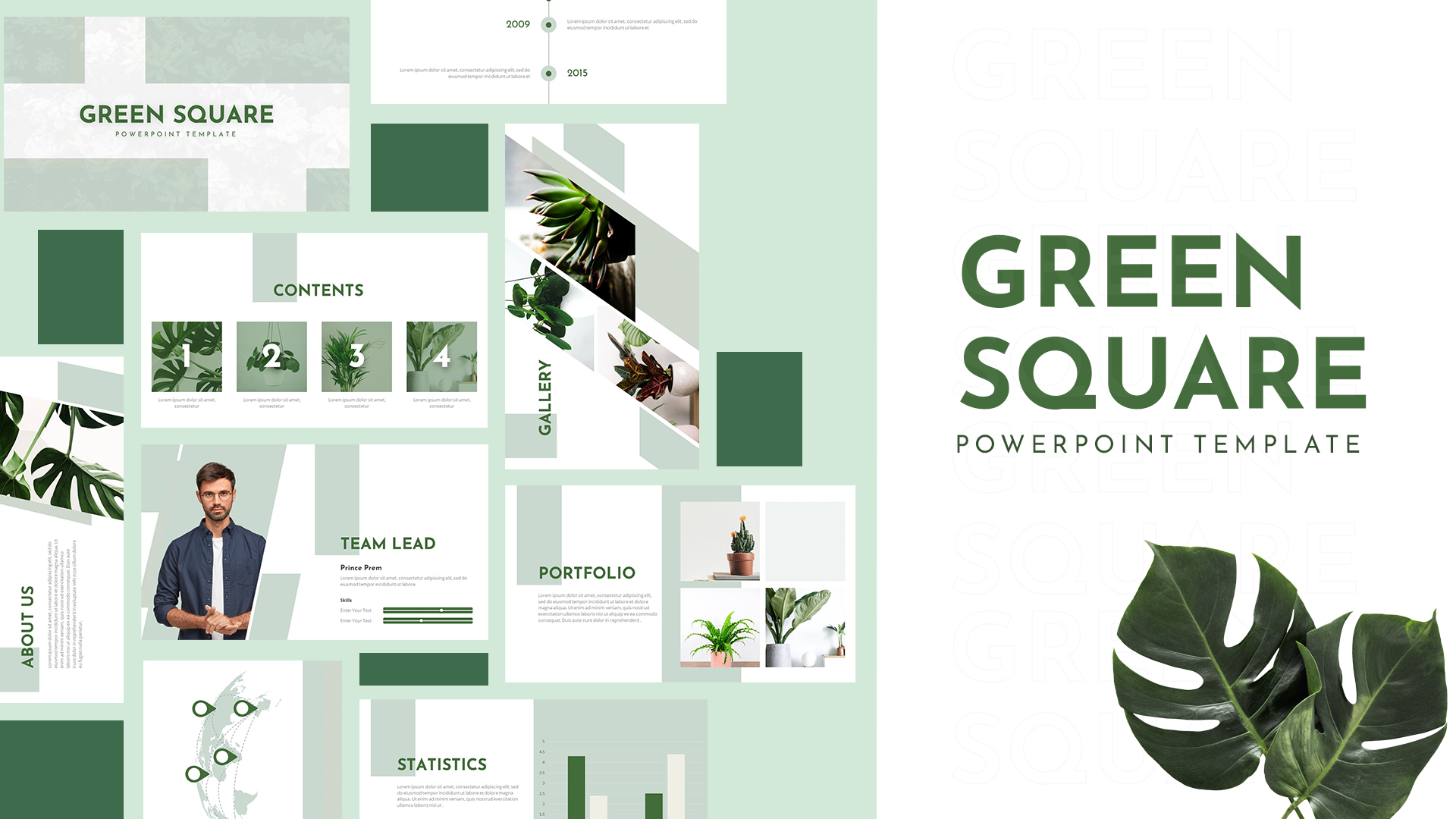 Green Square PowerPoint Template