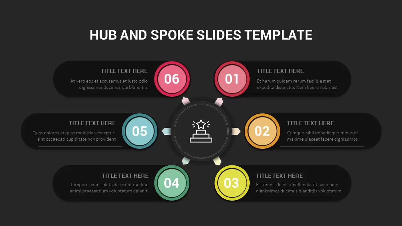 Hub and Spoke Infographics Dark