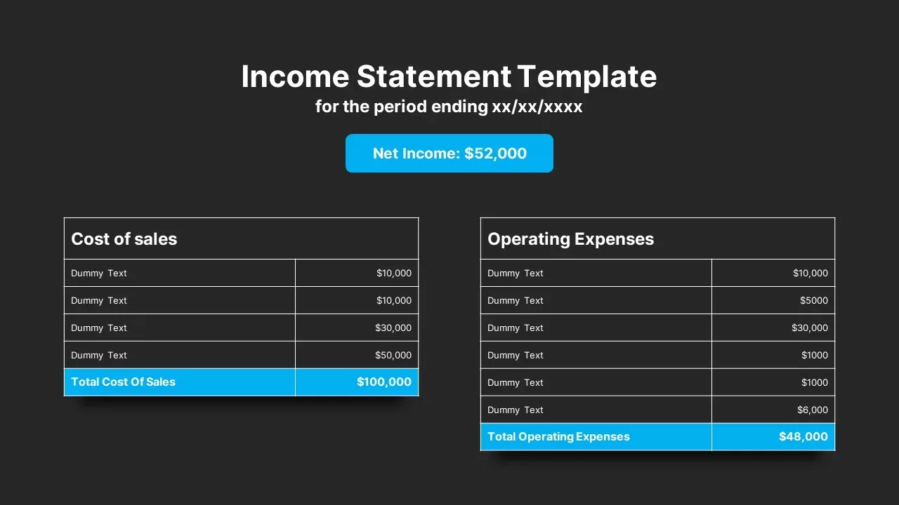 Income Statement Template Dark