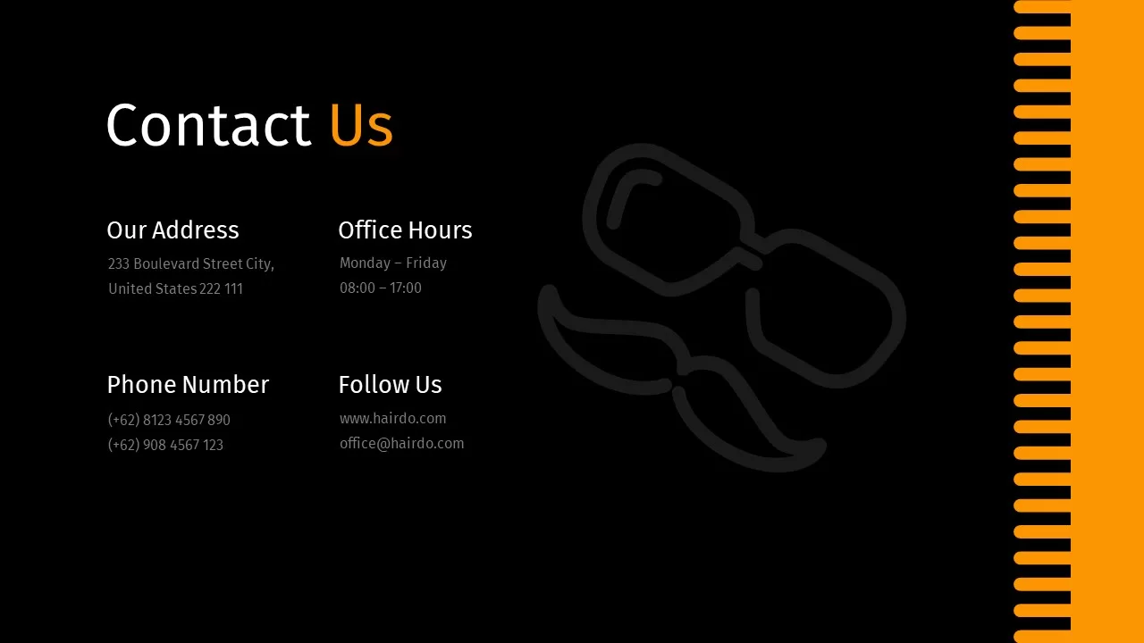 black background contact us slide