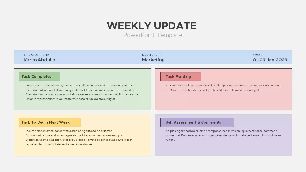 weekly update template