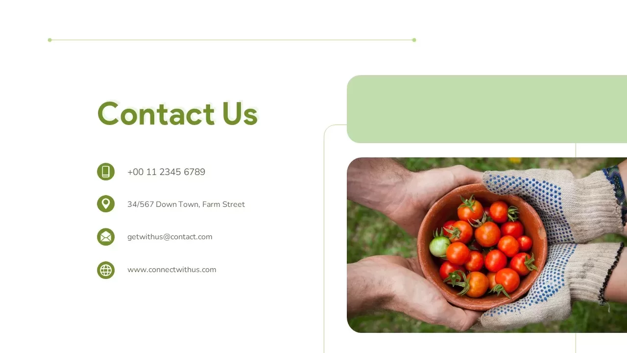 white green background farming contact us template