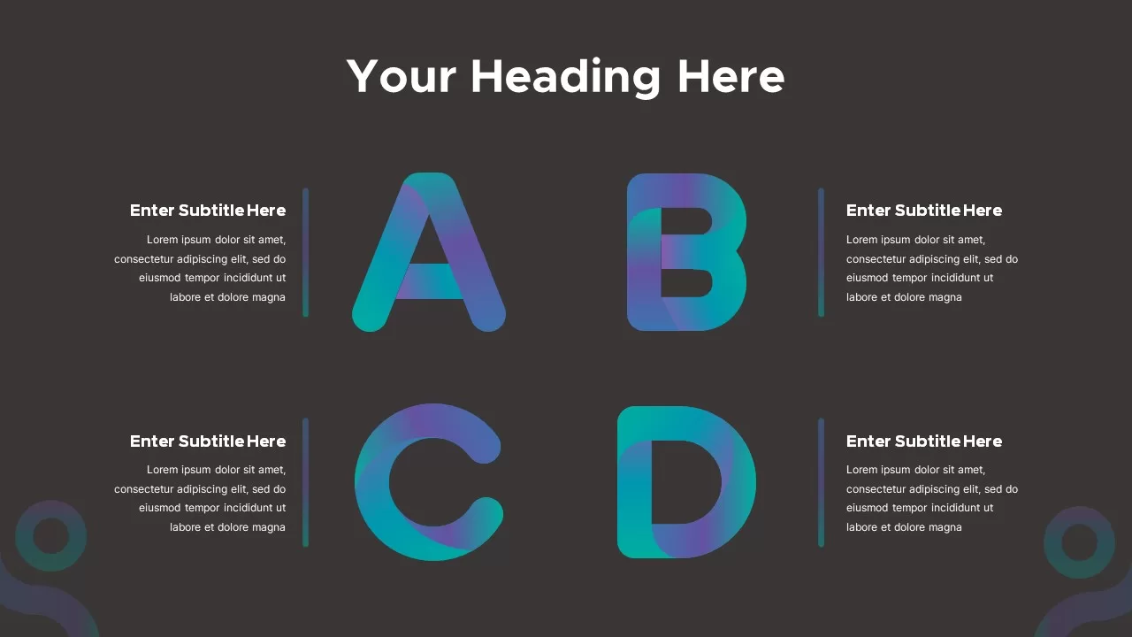 A B C D alphabet presentation template dark