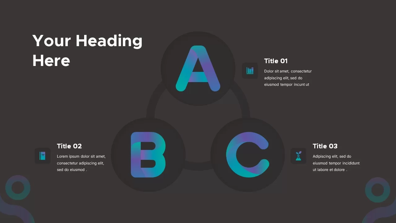 A B C alphabet presentation template dark