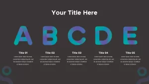 ABCDE alphabet presentation template dark