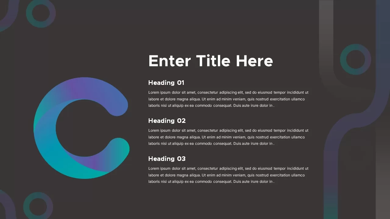 C alphabet presentation template dark