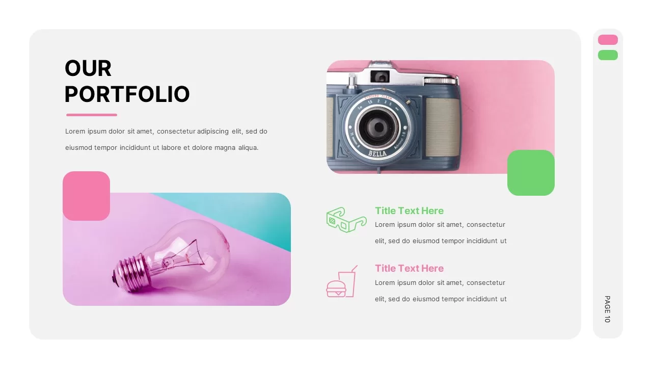 Company Portfolio Pink And Green Presentation Template