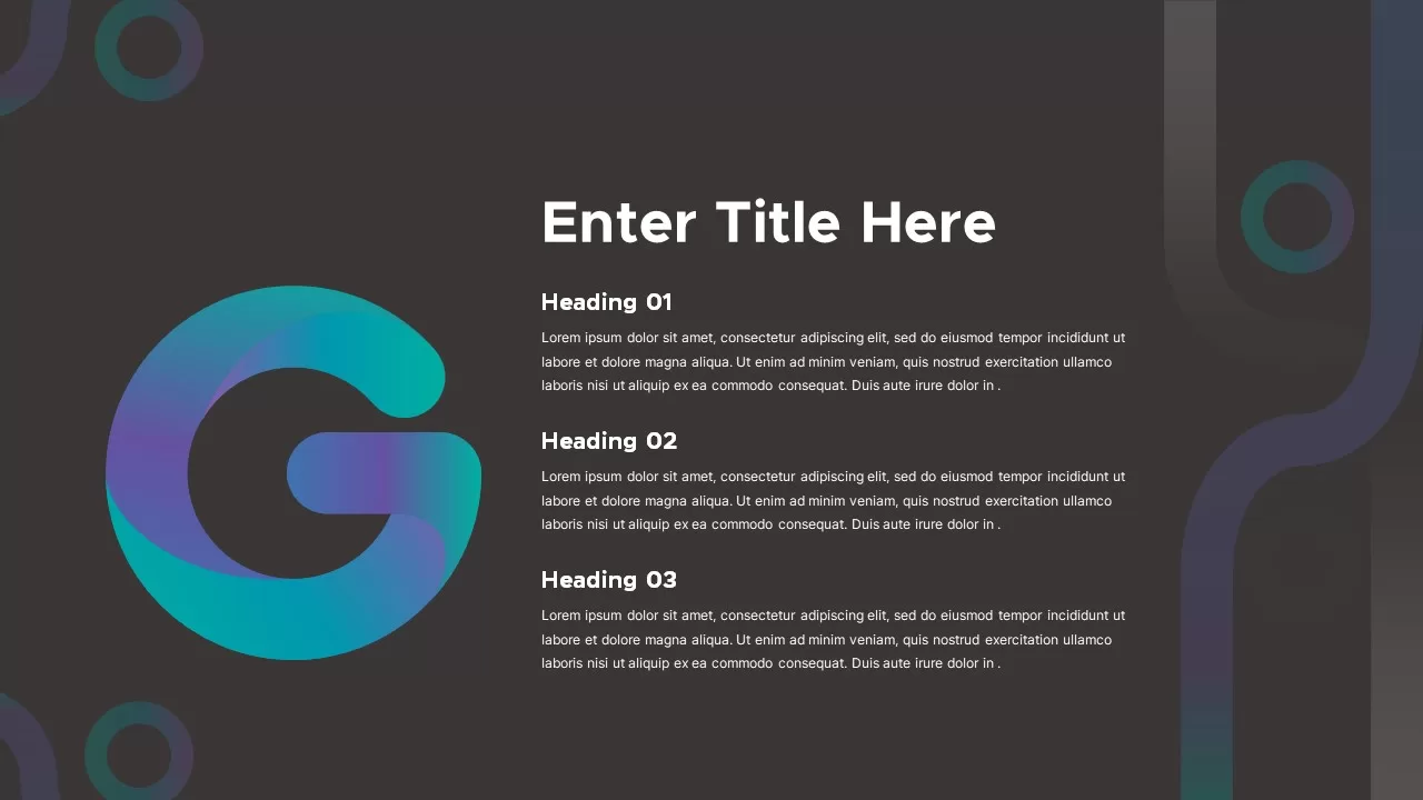 G alphabet presentation template dark