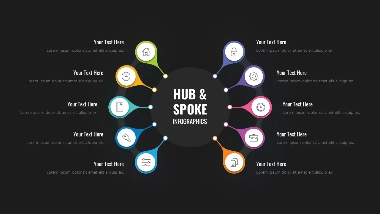 Hub And Spoke Infographic Dark