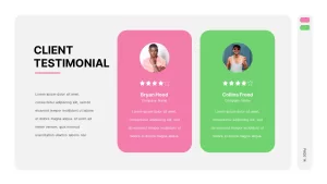 Pink And Green Theme Testimonial Presentation Template