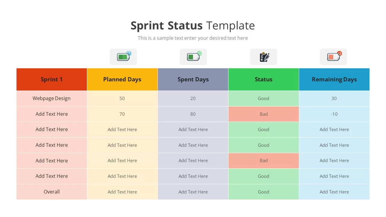 Sprint Status Template Slidebazaar 2268