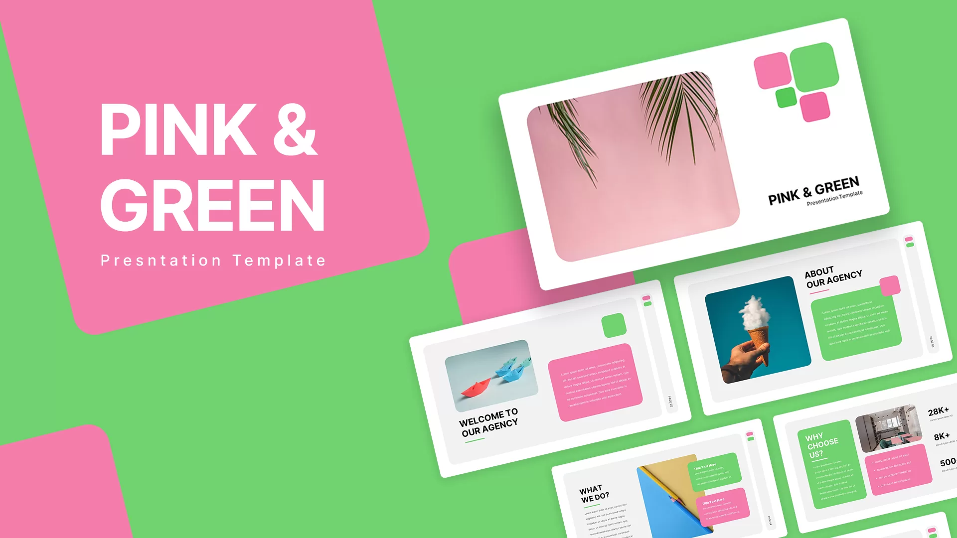 pink and green presentation template