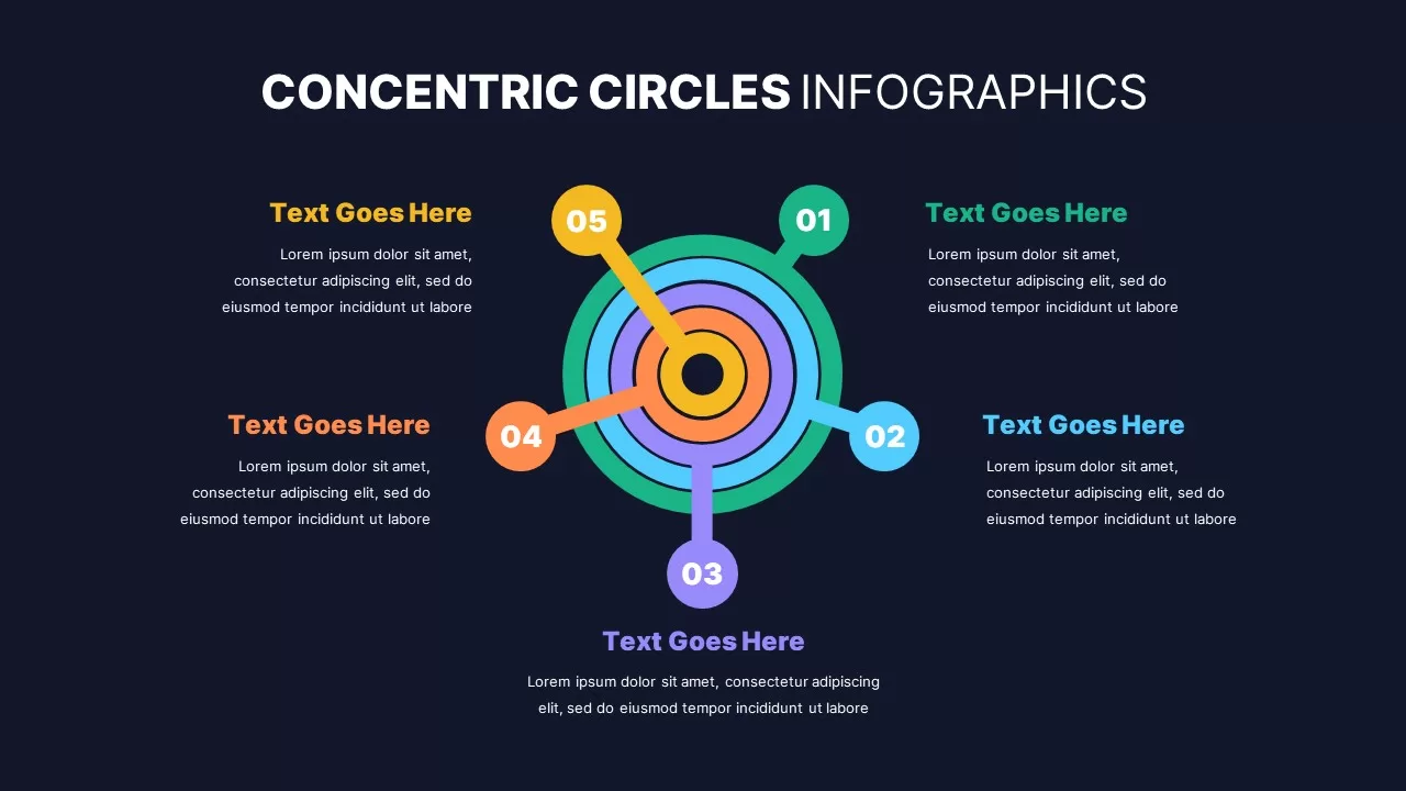 5 Layer Concentric Circles Infographic Dark