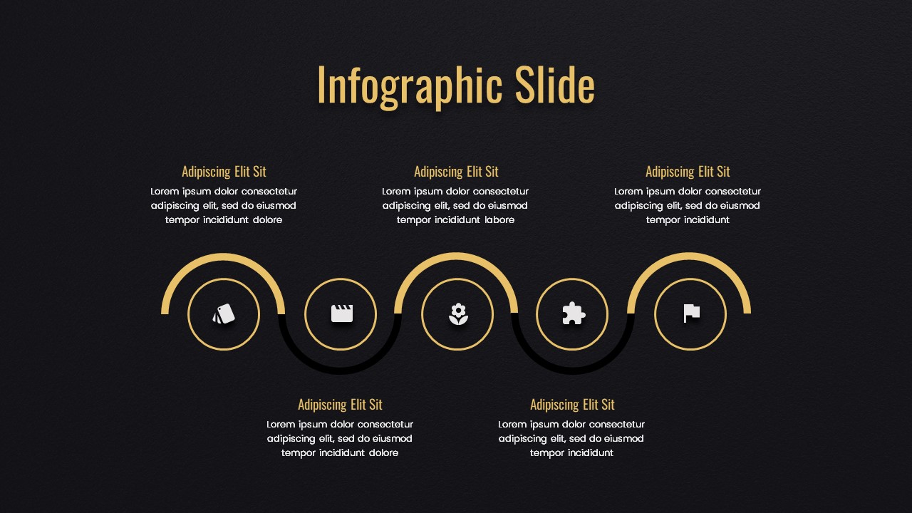 Black and Gold PPT Presentation Infographic Slide