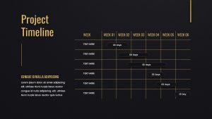 Black and Gold PPT Presentation Project Timeline Slide