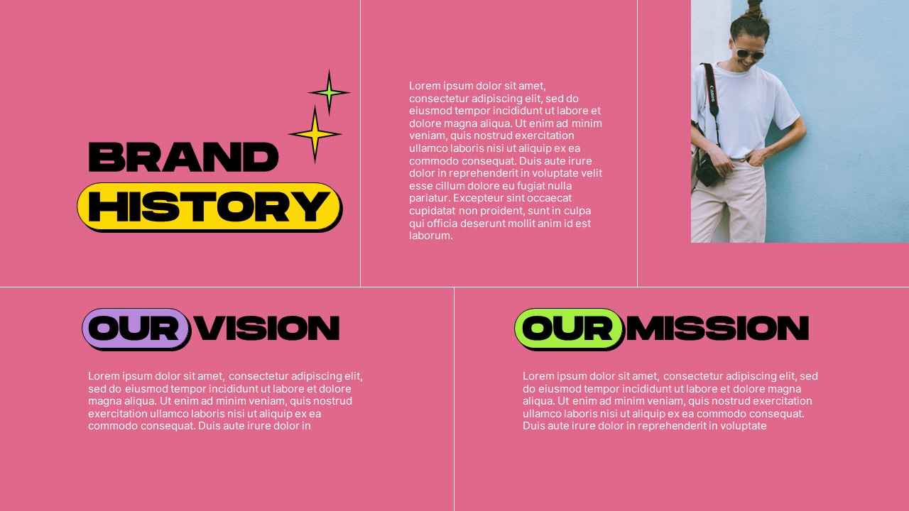 Dark Background Brand History Presentation Template