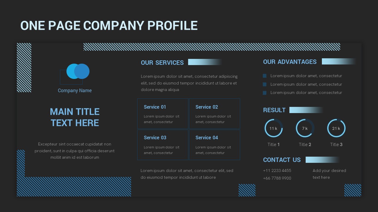 One Page Company Profile PowerPoint Templates 