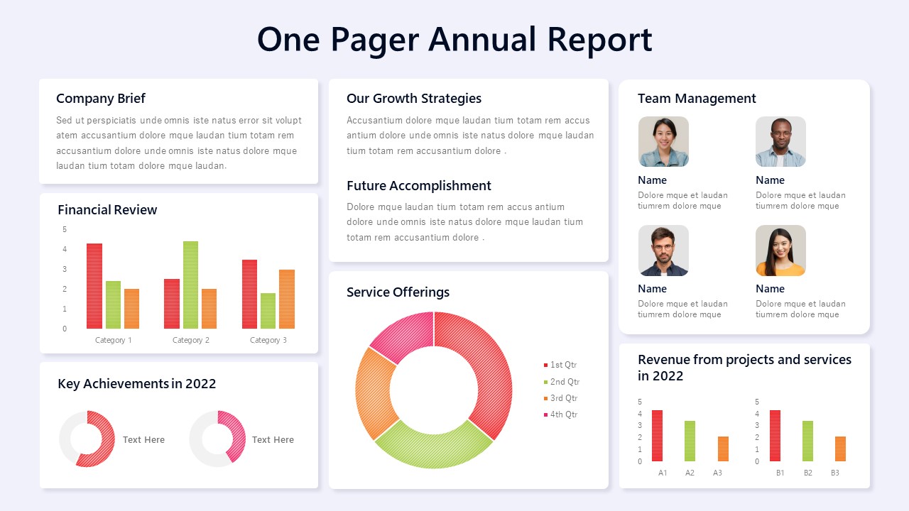 One Pager Annual Report Template SlideBazaar