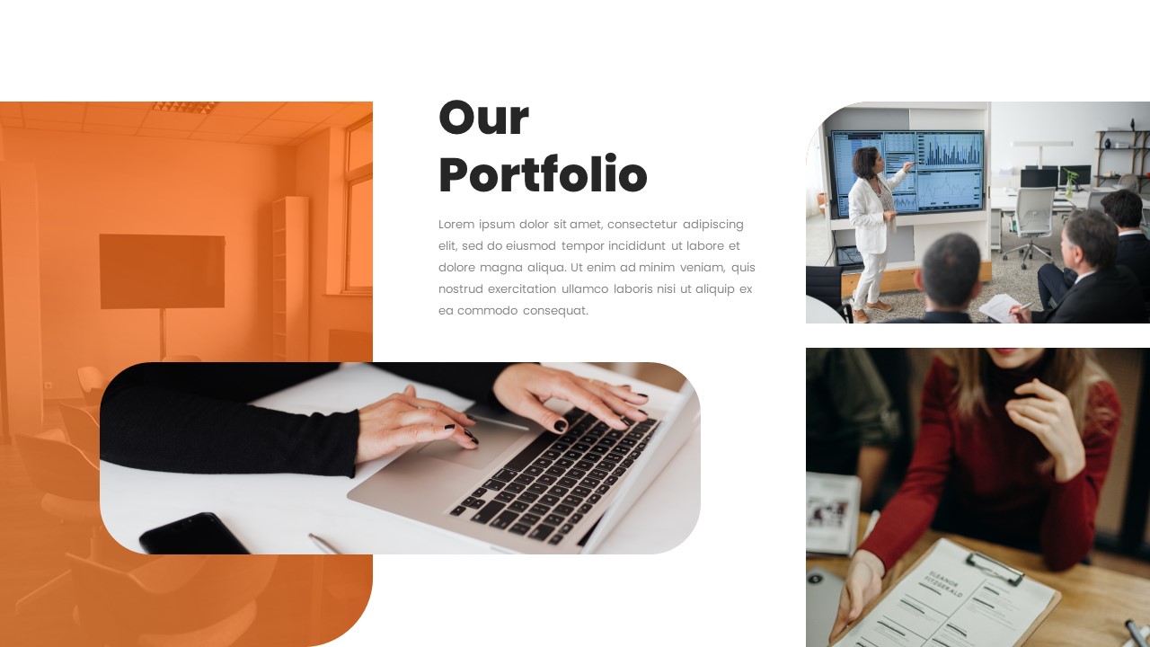 Orange theme business portfolio presentation template