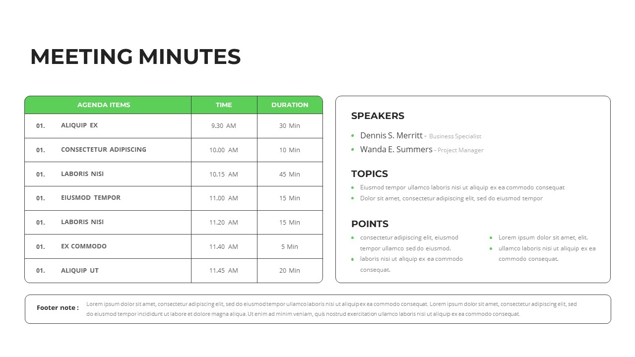 Project Meeting Minutes Presentation Template