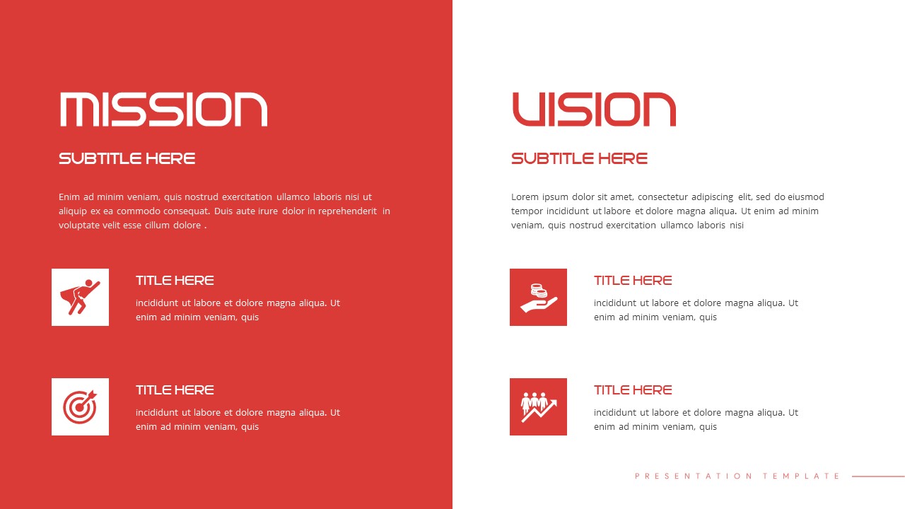 Red Presentation mission and vision slide