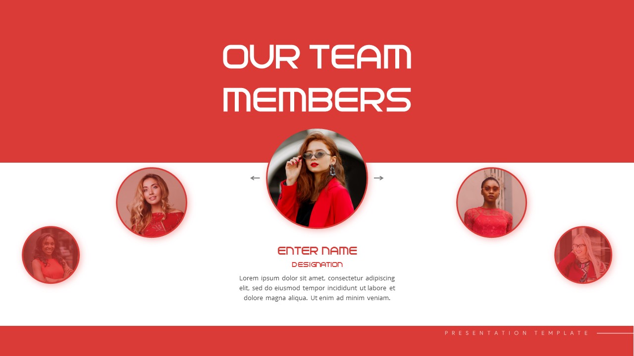 Red Presentation team members slide