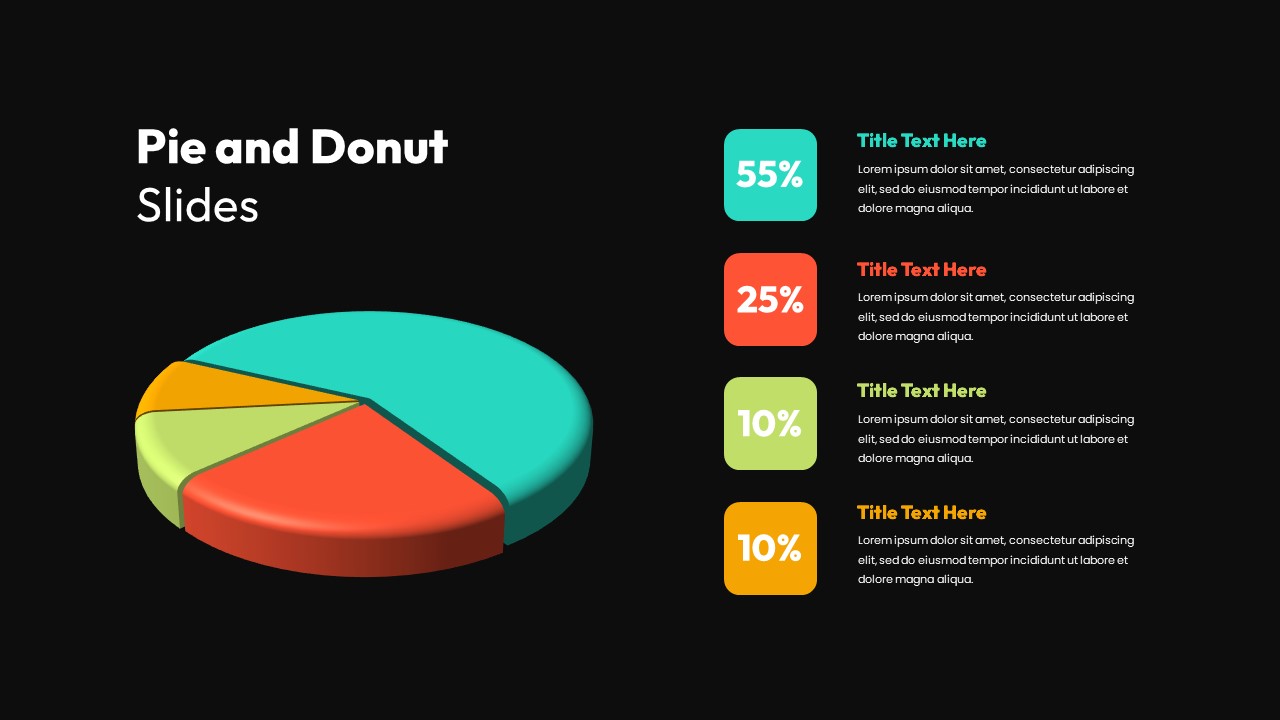 Pie And Donut PowerPoint Template Dark