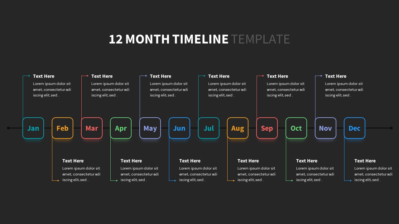 12 Month Timeline PowerPoint Template SlideBazaar
