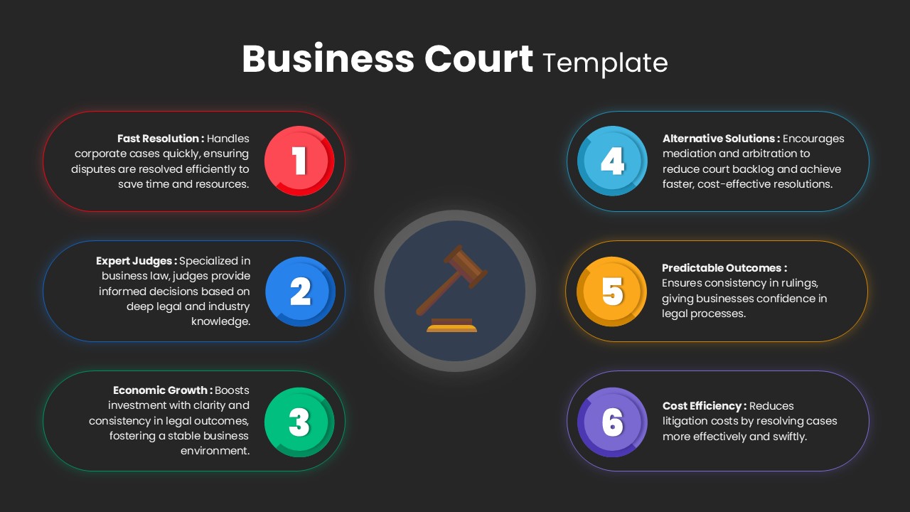 Business Court Template For PowerPoint black variation slide