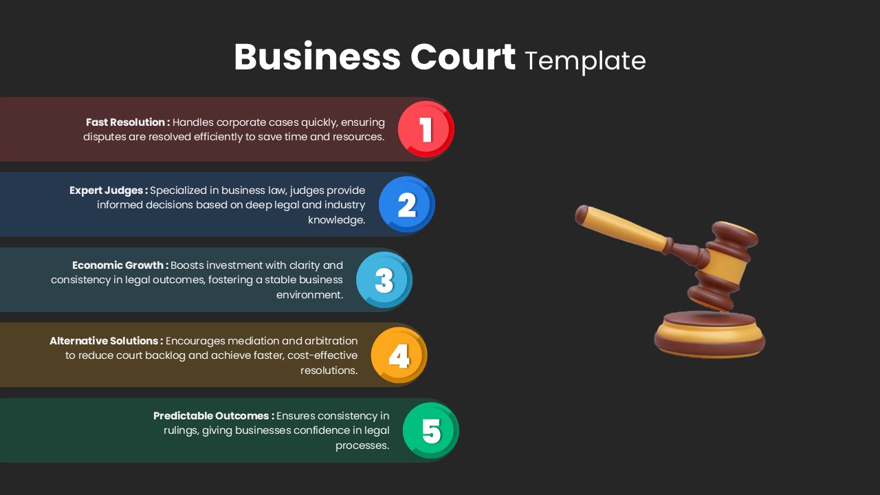 Business Court Template For PowerPoint black variation slides