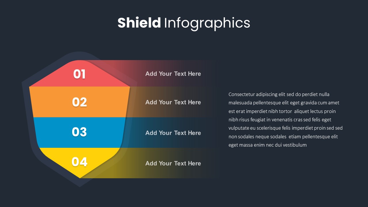 Editable Shield PowerPoint Template Dark