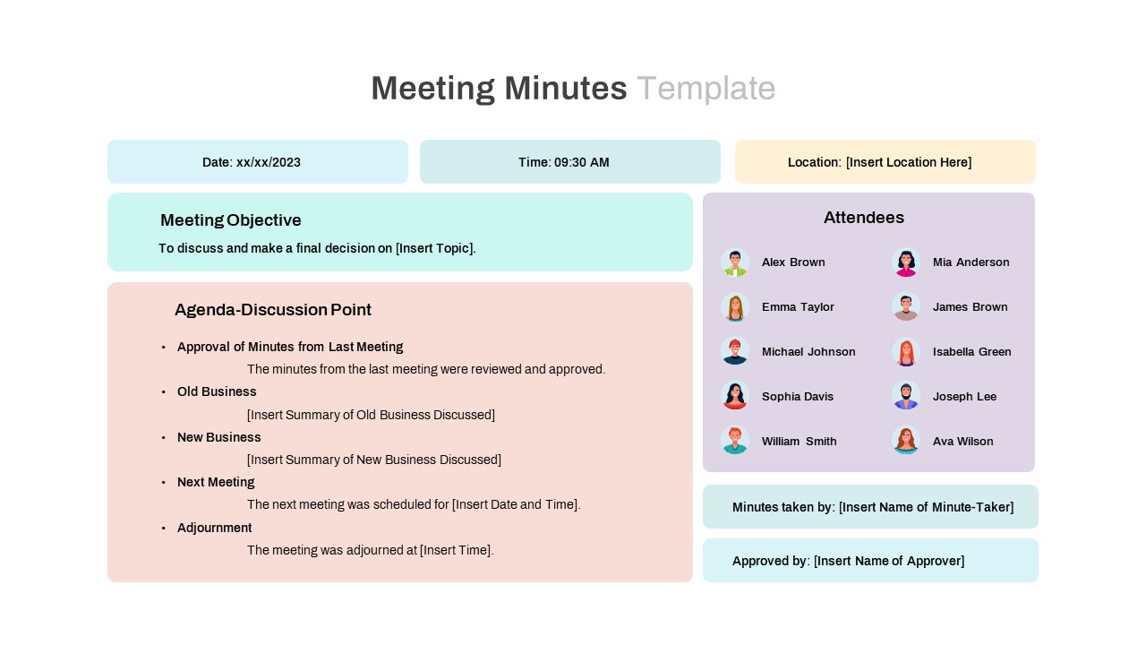 presentation meeting minutes template