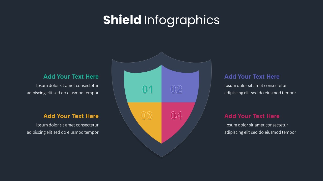 Personal Shield PowerPoint Template Dark