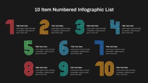 10 Item Numbered Infographic List Template PowerPoint Dark