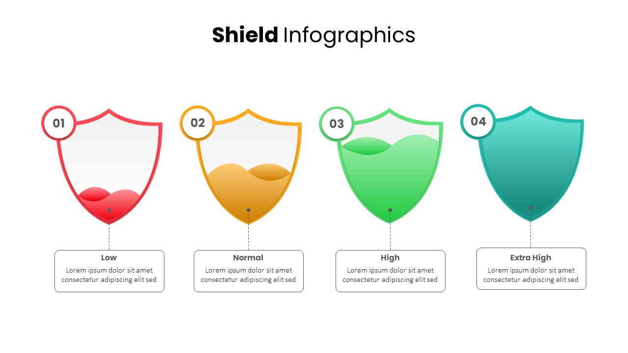 4 Level Infographic Shield PowerPoint Template