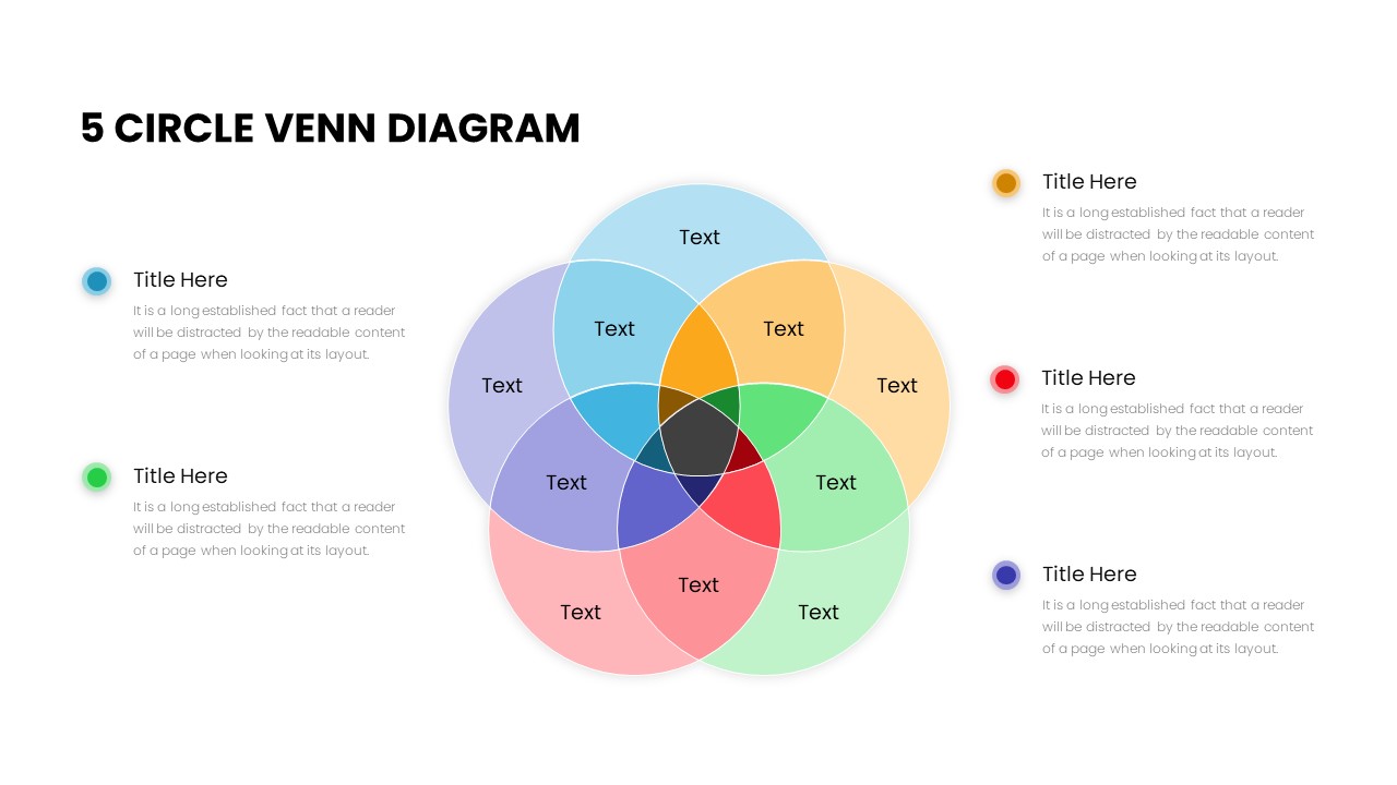 5 Circle Venn Diagram PowerPoint Template SlideBazaar