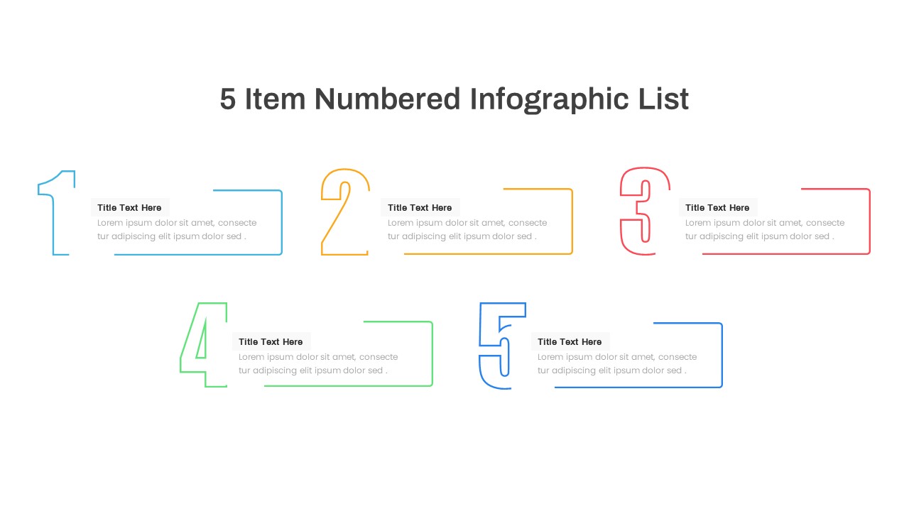 5 Item Numbered Infographic List Template PowerPoint