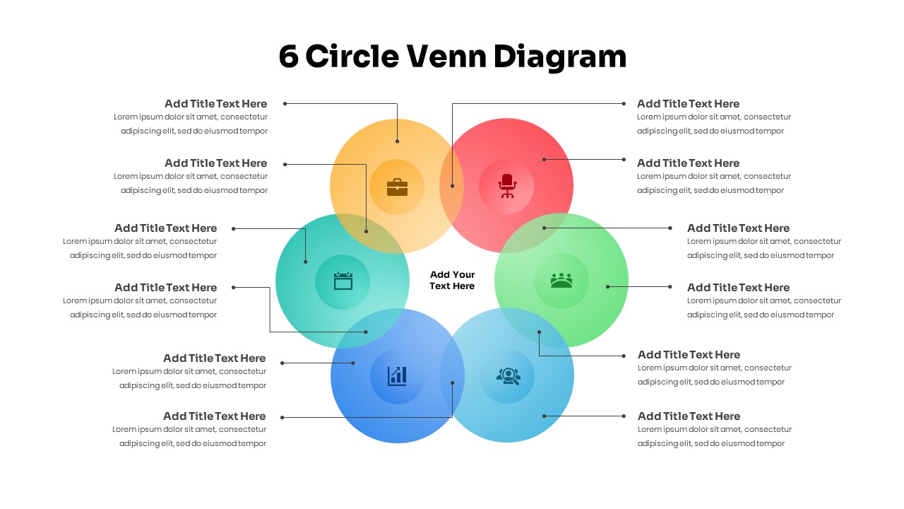 6 Circle Venn Diagram PowerPoint Template