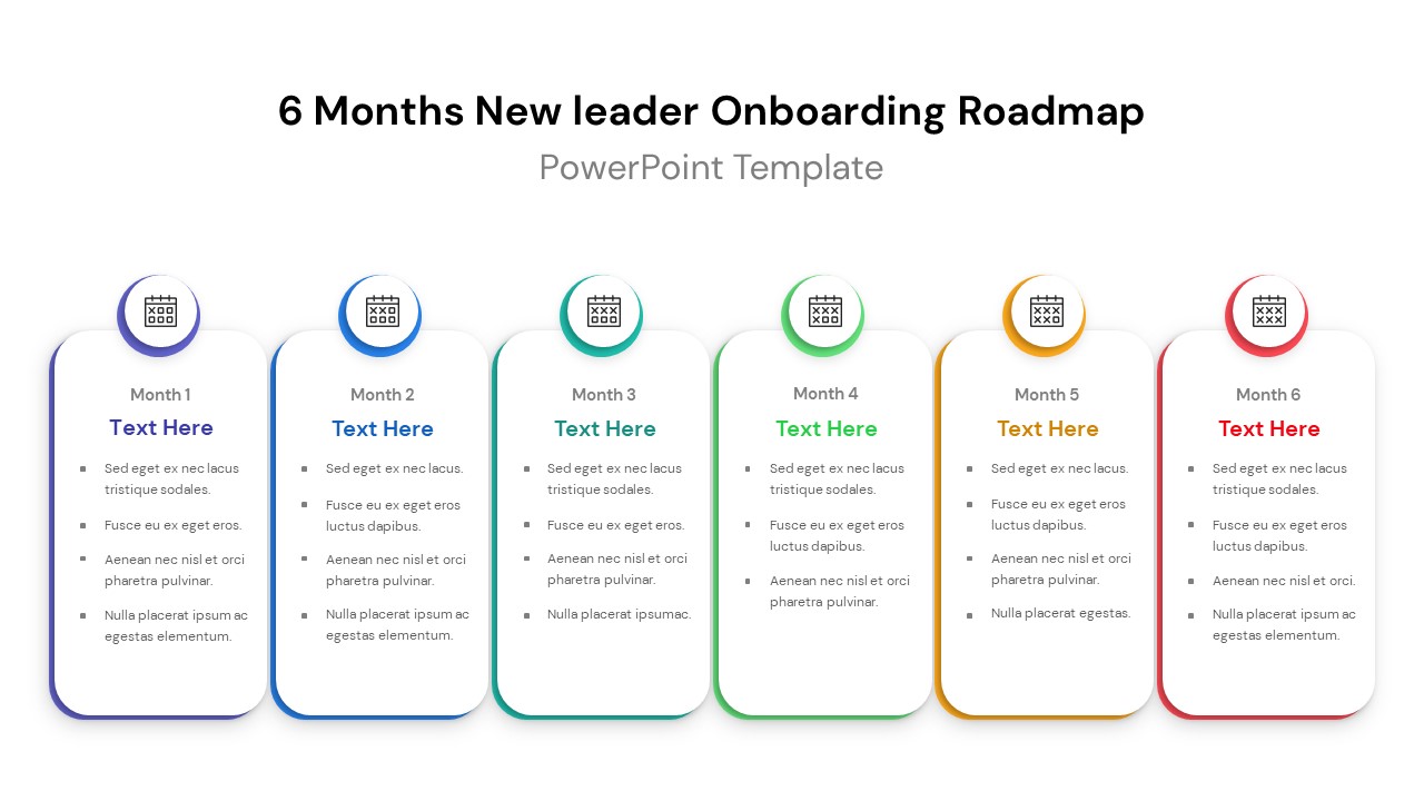 6 Months New Leader Onboarding Roadmap PowerPoint Template