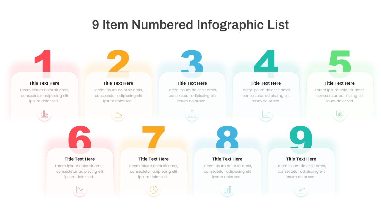 9 Item Numbered Infographic List Template PowerPoint