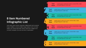 8 Item Numbered Infographic List Template PowerPoint Dark