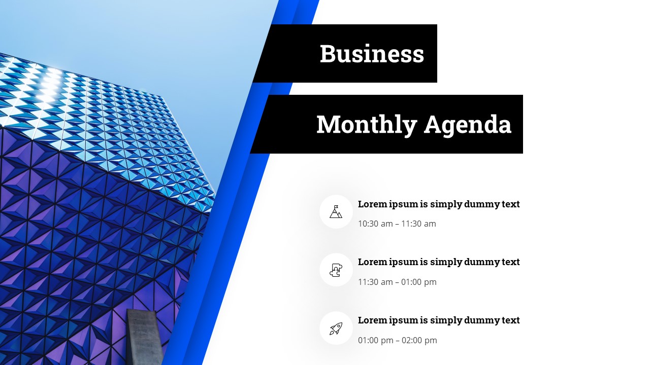 business monthly agenda slide