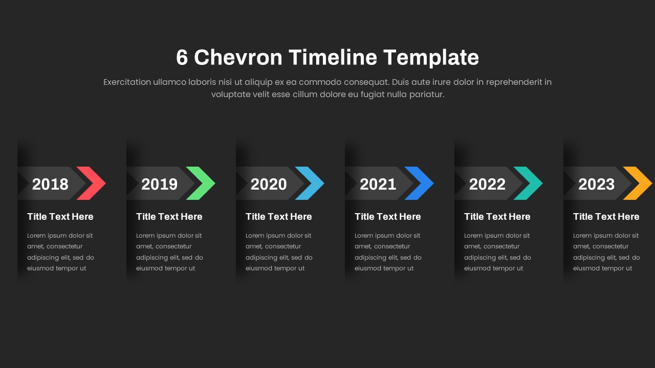 6 Chevron Timeline PowerPoint Template Dark