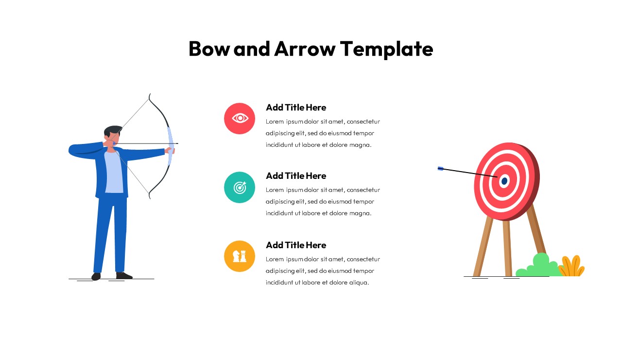 Bow Arrow Target PowerPoint Slide Template