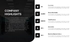 Company Highlights PowerPoint Template Black and White