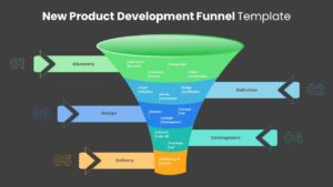 New Product Development Funnel Diagram Template PowerPoint Dark