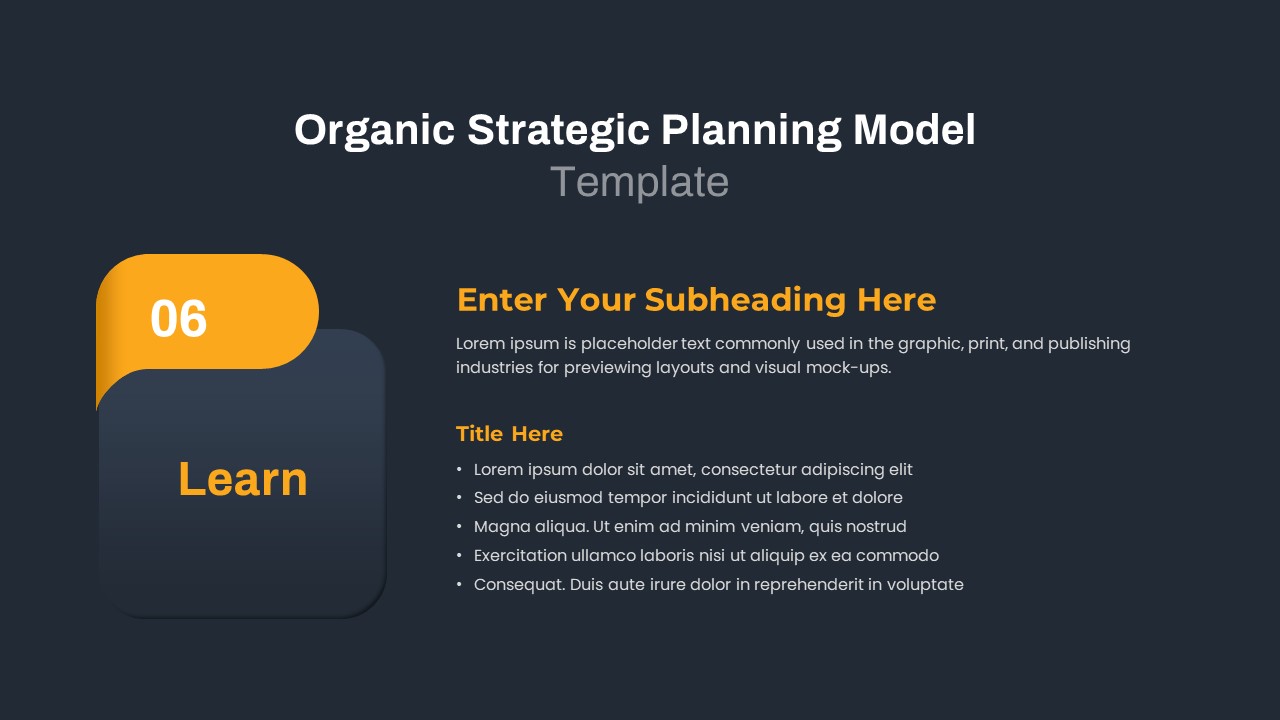 Organic Strategic Planning Model PowerPoint Template Dark7