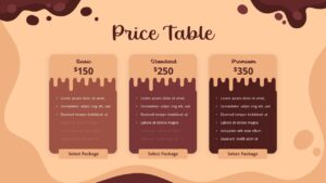 Free Chocolate PowerPoint Template Pricing Table